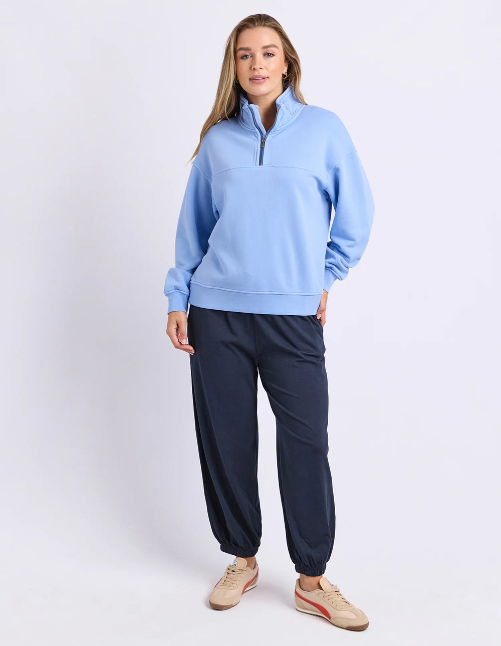 College Pigment Zip Crew - Bluebell