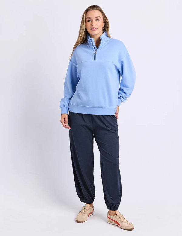 College Pigment Zip Crew - Bluebell