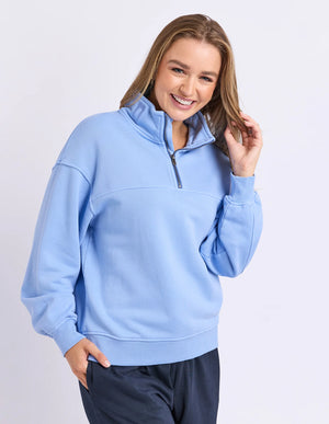 College Pigment Zip Crew - Bluebell