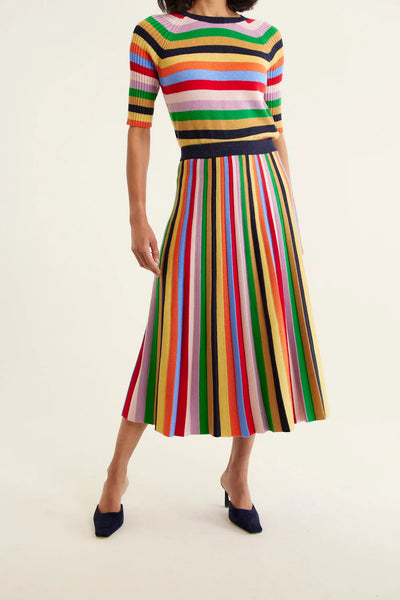 Woman wearing Avenue Top and Skirt Lurex in Rainbow
