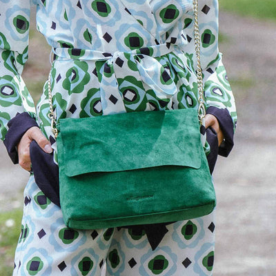 Amber Shoulder Bag - Emerald Suede
