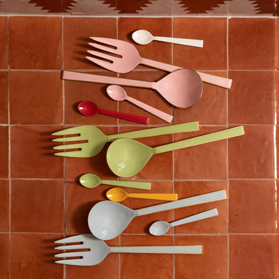 Enamel Salad Servers - Green