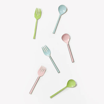 Enamel Salad Servers - Green