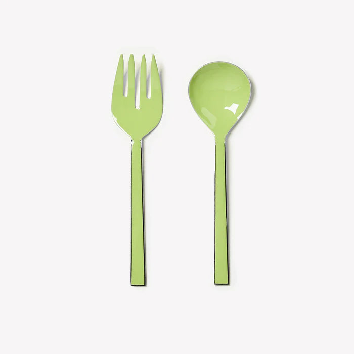 Enamel Salad Servers - Green