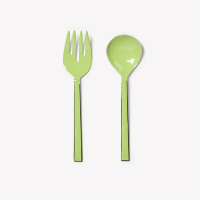 Enamel Salad Servers - Green