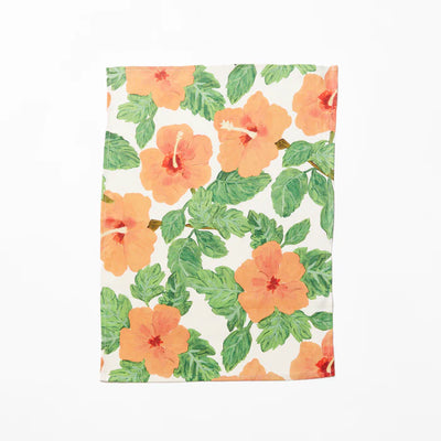Hibiscus Tea Towel - Coral