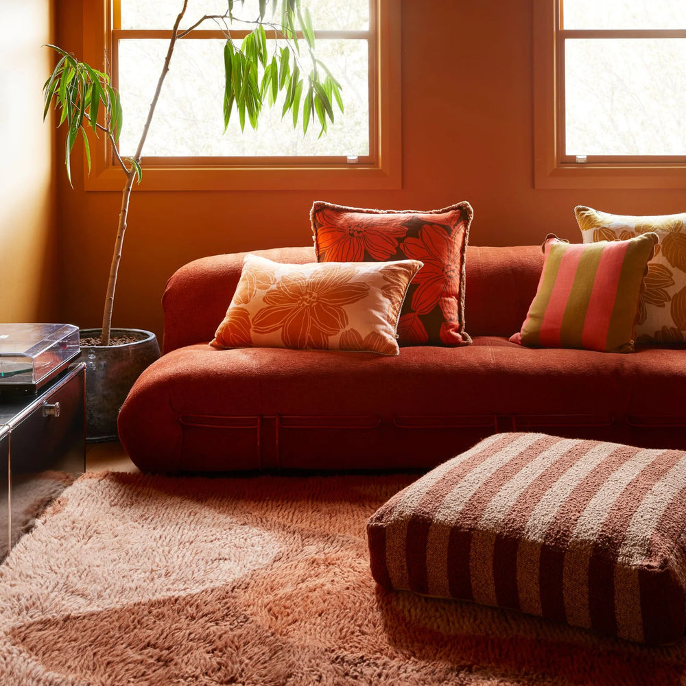 Boucle Stripe Chocolate Pouffe