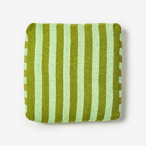Stripe Olive Boucle Pouffe front view