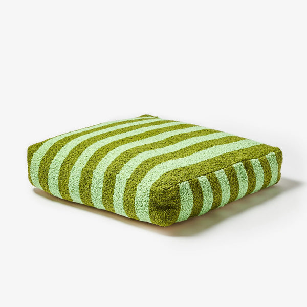 Boucle Stripe Olive Pouffe