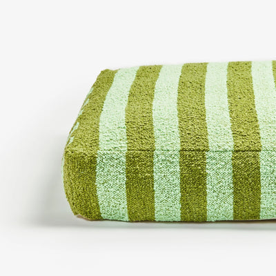 Stripe Olive Boucle Pouffe side view