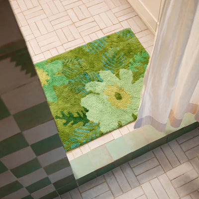 Sunset Floral Bath Mat - Green