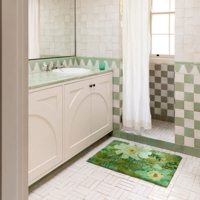 Sunset Floral Bath Mat - Green