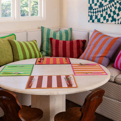 Dining bench chair with difference stripe cushion