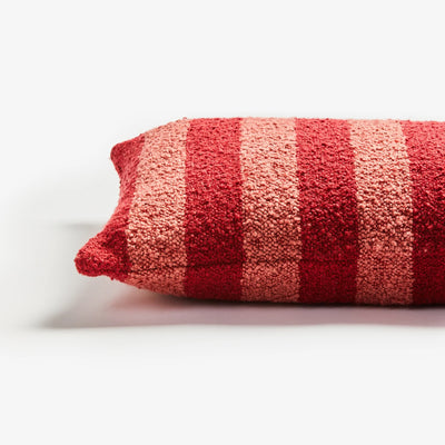 Boucle Stripe Burgundy 60x40cm Cushion side view