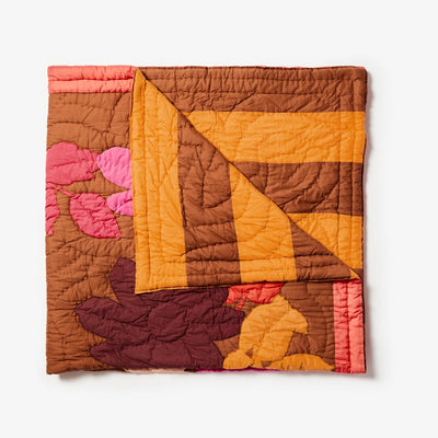 Floral Applique Pink Quilted Bed Spread
