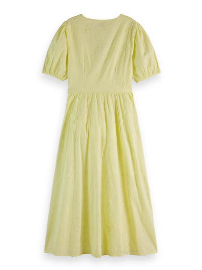 Broderie Anglaise Midi Dress - Lemon back side