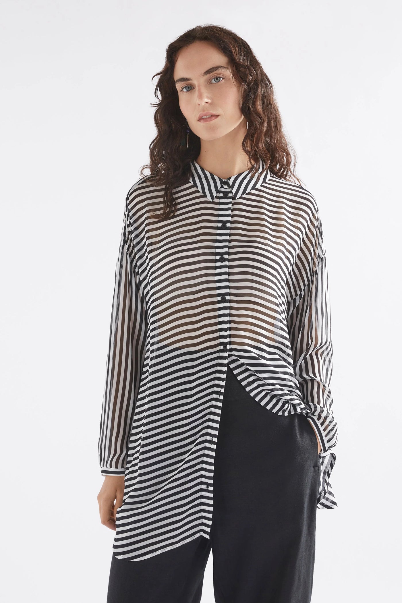 Eir Sheer Shirt - Black White