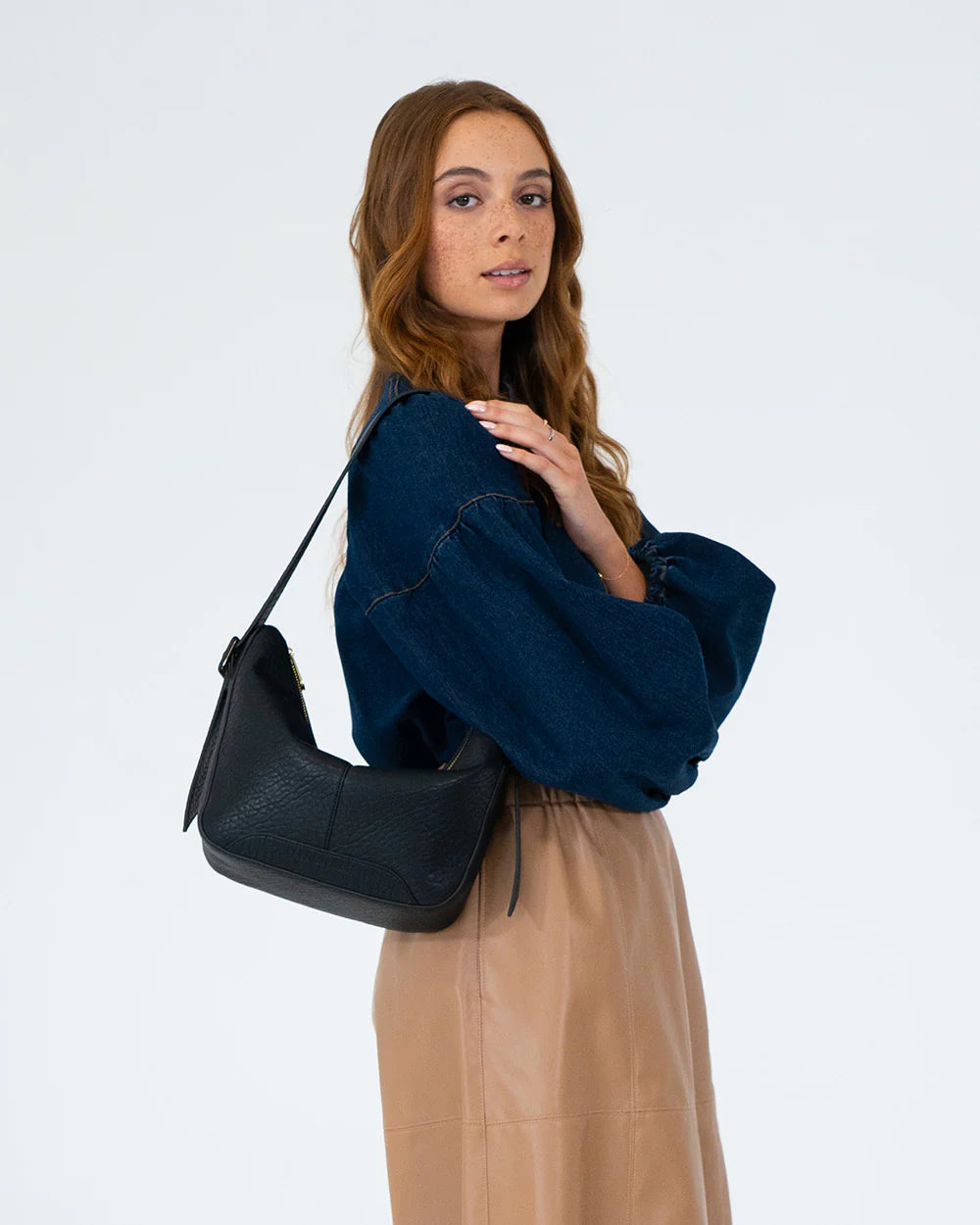 Barton Shoulder Bag - Black front view