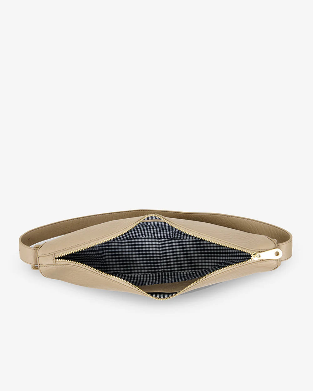 open Barton Shoulder Bag - Latte top view