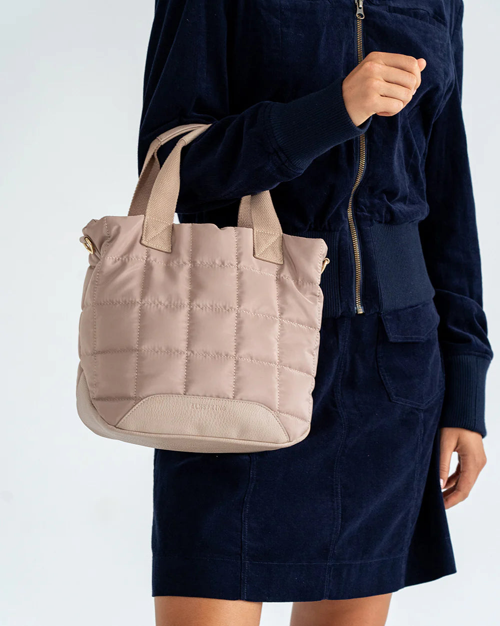 Mini Santa Monica Tote - Taupe with strap