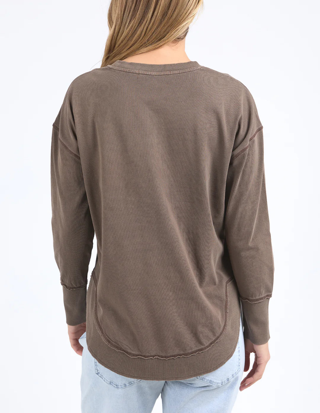 Woman facing the back wearing Farrah Long Sleeve - Coffee Quartz