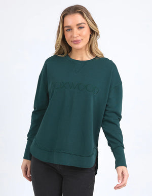 Woman wearing Simplified Crew - Forest