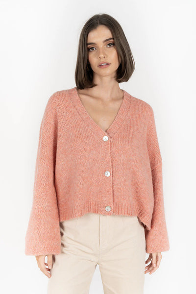 Portrait image of woman wearing Zia Cardi - Coral and pebble pants