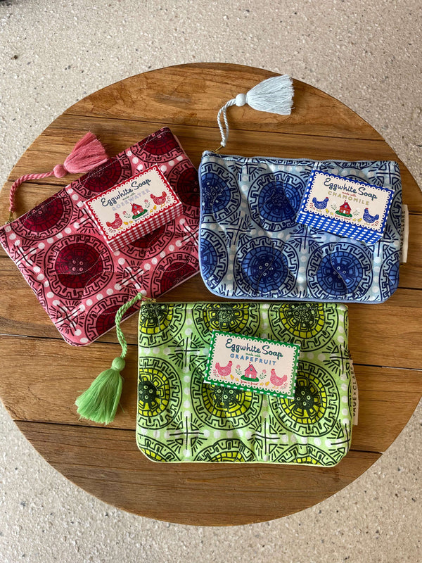 Gabrielle Pouch Hibiscus + Eggwhite Soap