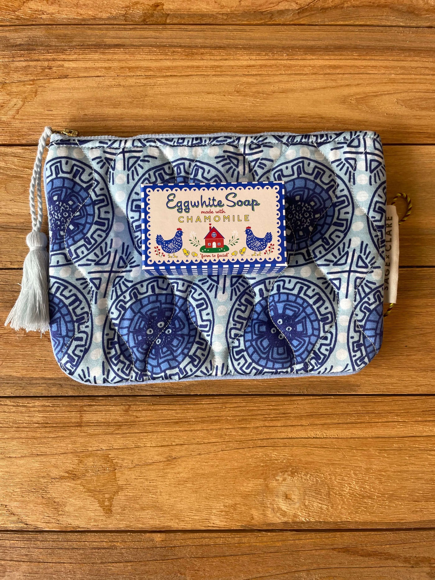 Gabrielle Pouch Azure + Eggwhite Soap