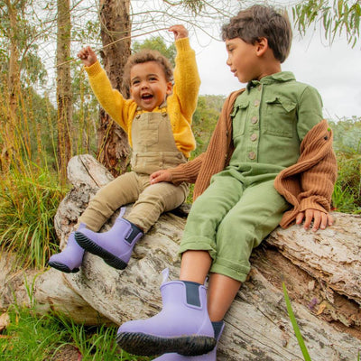 two kids wearing overall and jumper and Bobbi Kids - Lavender
