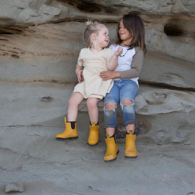 2 kids wearing Bobbi Kids - Mustard Yellow/Black