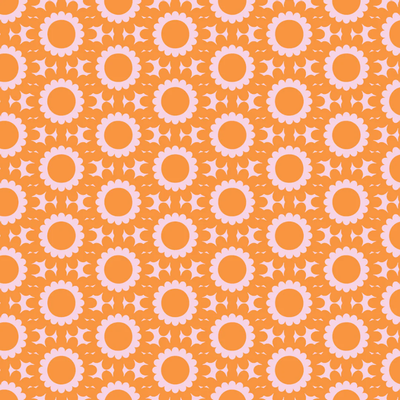 Pattern of white sunflowers on an orange background - geo floral