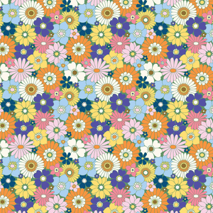Pattern of colorful flowers in various shades on a multicolor background - posy