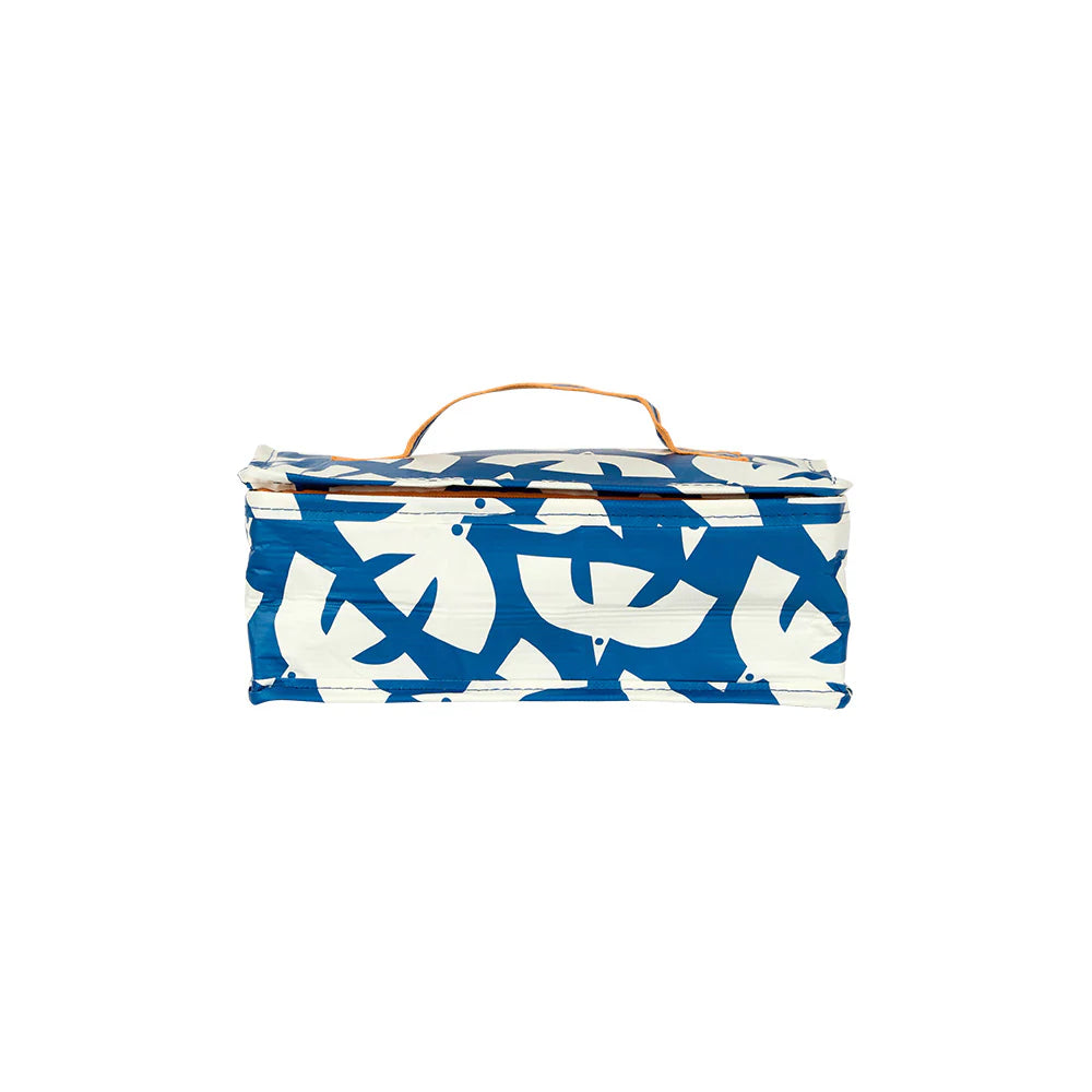 Project Ten white seagull print blue takeaway bag