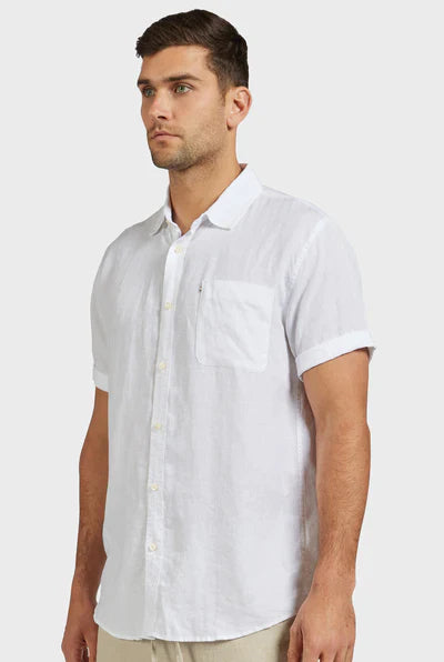 Hampton Linen Short Sleeve Shirt - White
