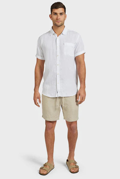 Hampton Linen Short Sleeve Shirt - White
