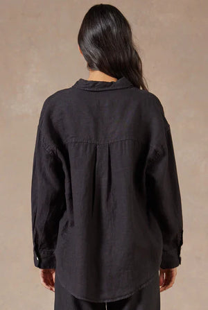 Womens Hampton Linen Shirt - Black