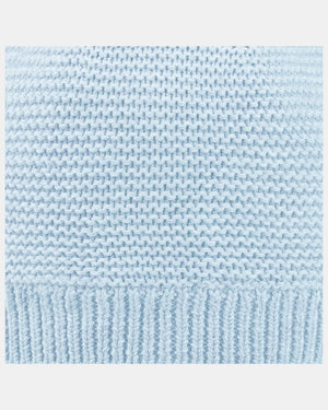 Organic Beanie Snowy - Bluebird fabric details