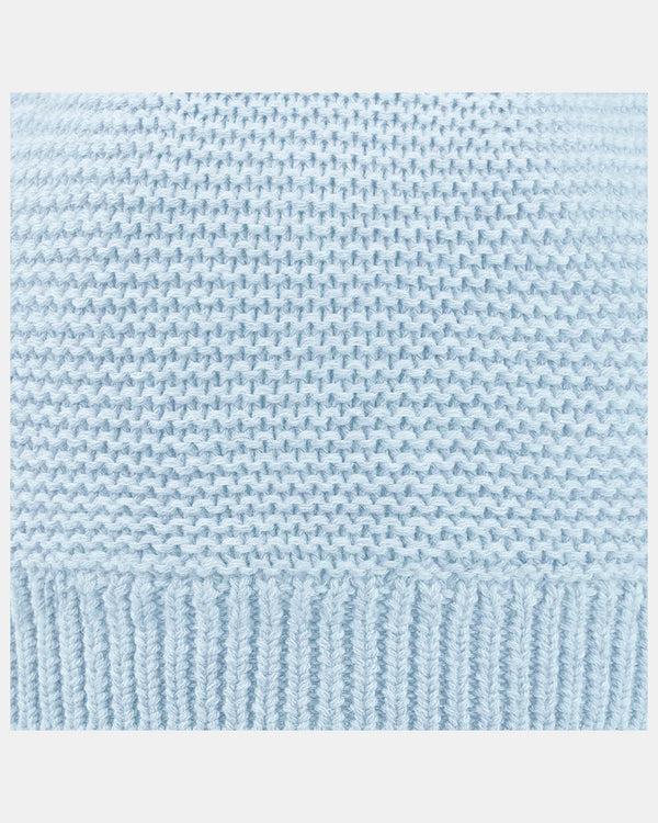 Organic Beanie Snowy - Bluebird fabric details