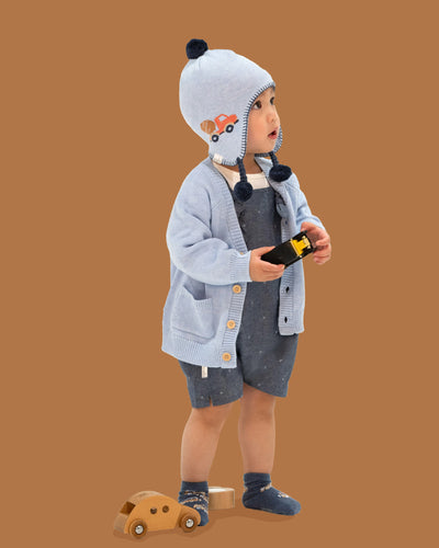 toddler wearing Organic Earmuff Storytime - Mr Cement
