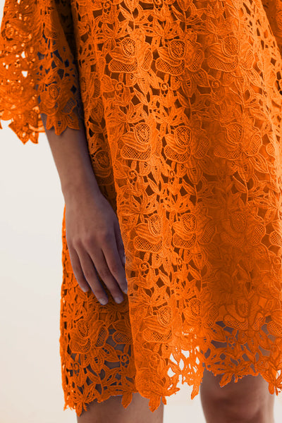 Claire Lace Dress - Tangerine