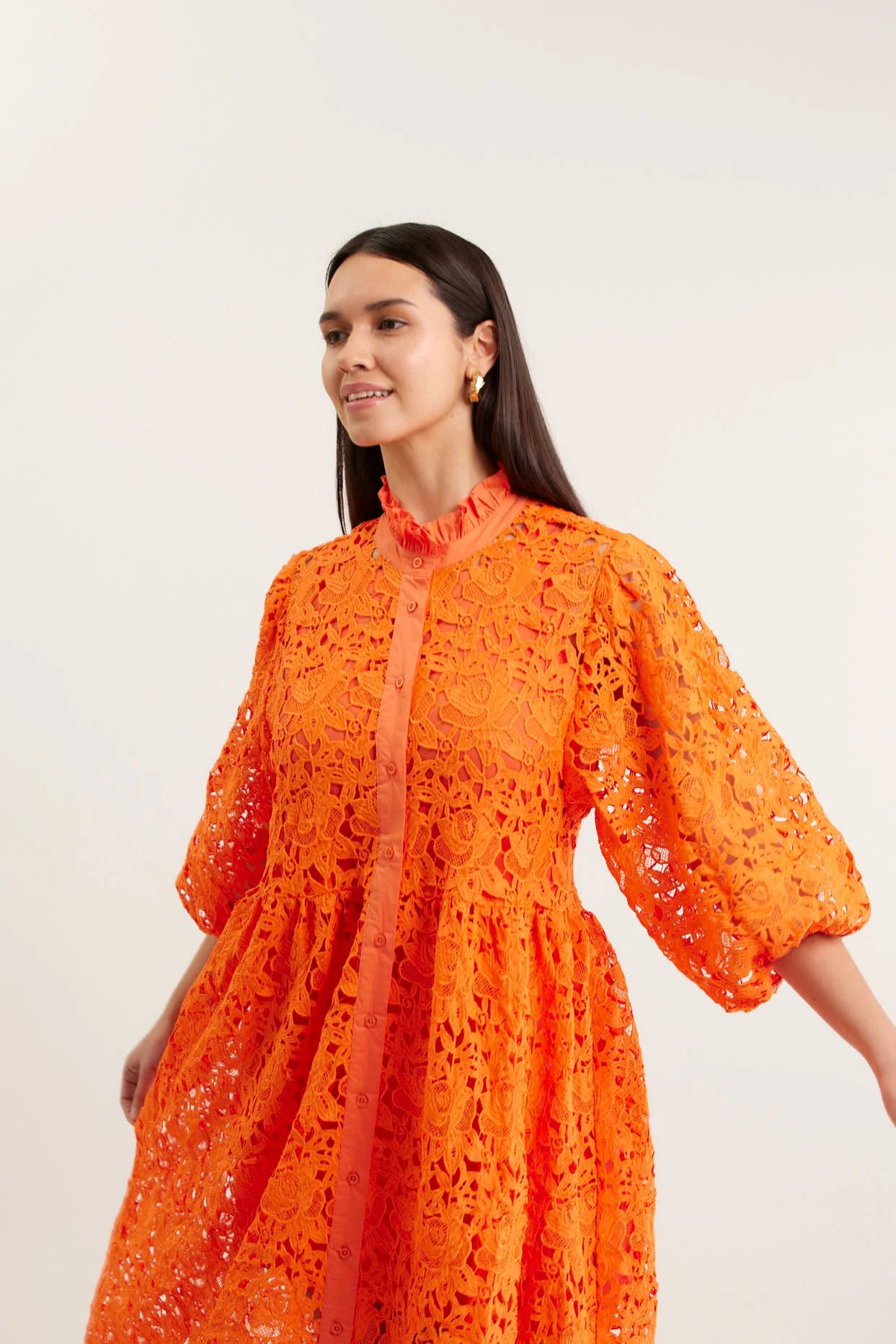 Claire Lace Dress - Tangerine