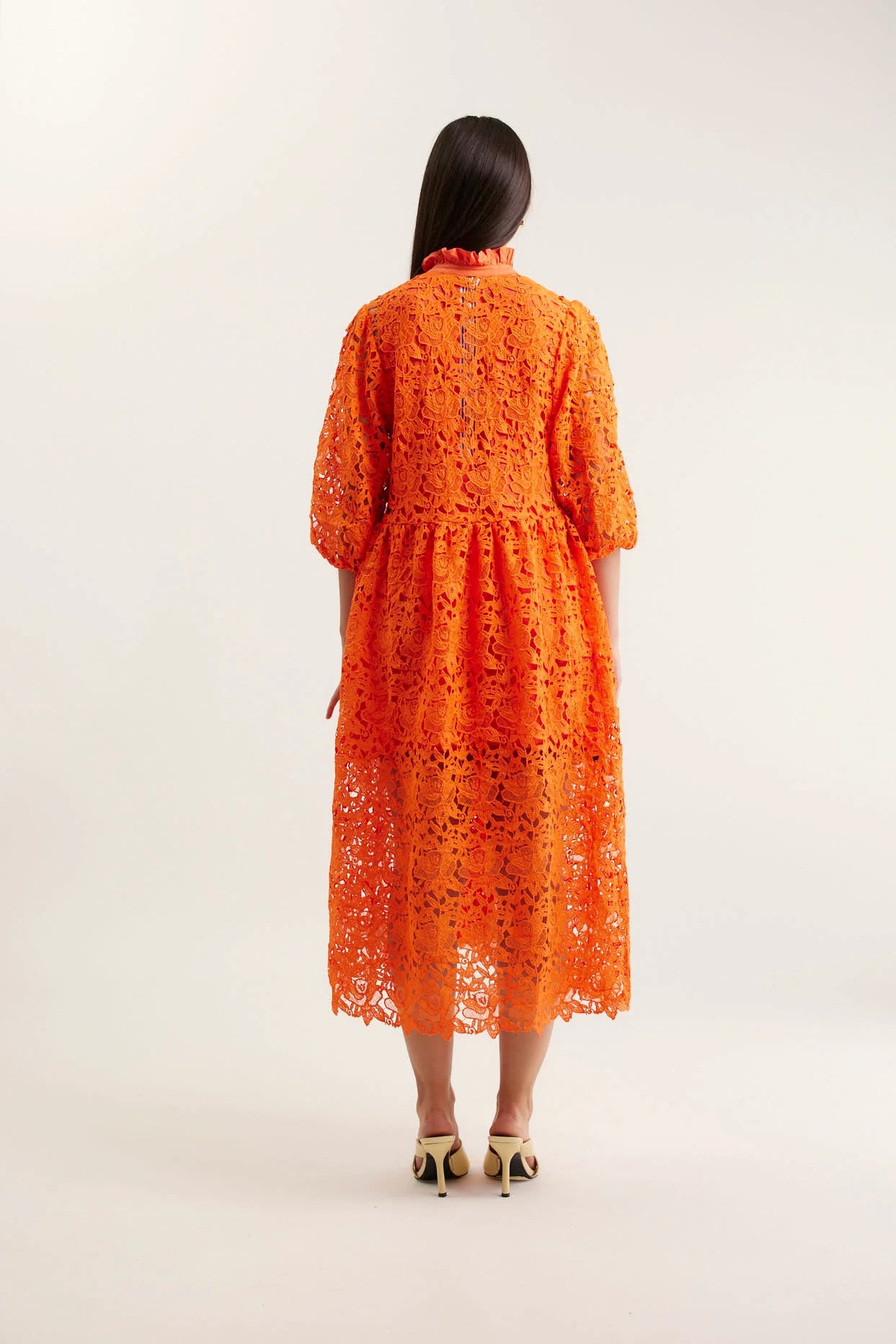 Claire Lace Dress - Tangerine