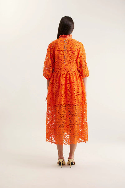 Claire Lace Dress - Tangerine