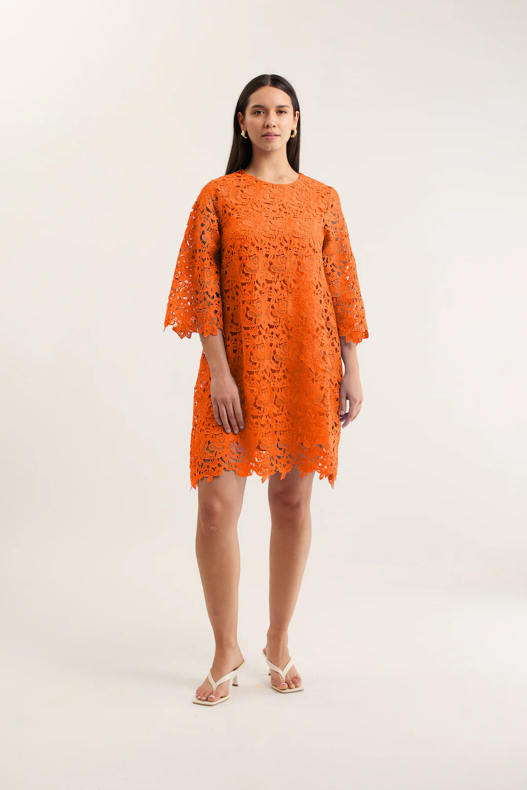 Claire Lace Dress - Tangerine
