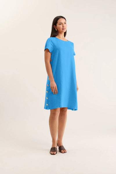 Louie Linen Mini Dress - Cornflower