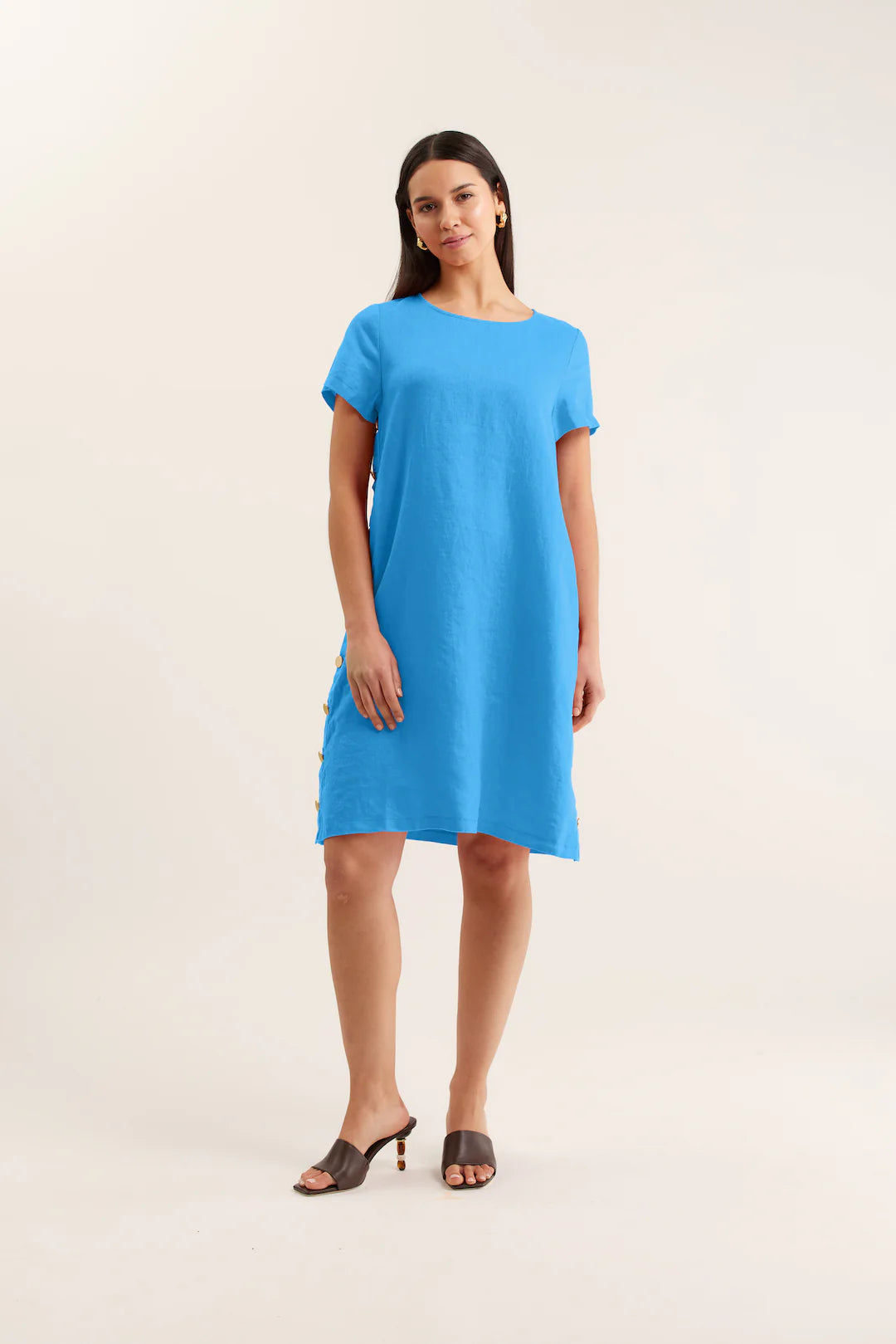 Louie Linen Mini Dress - Cornflower