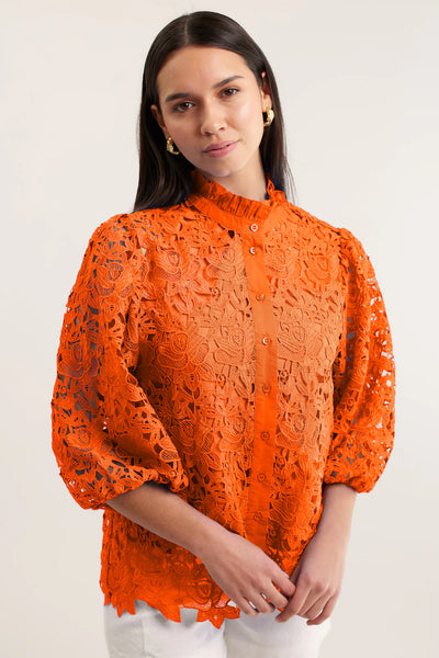 Lume Lace Shirt - Tangerine