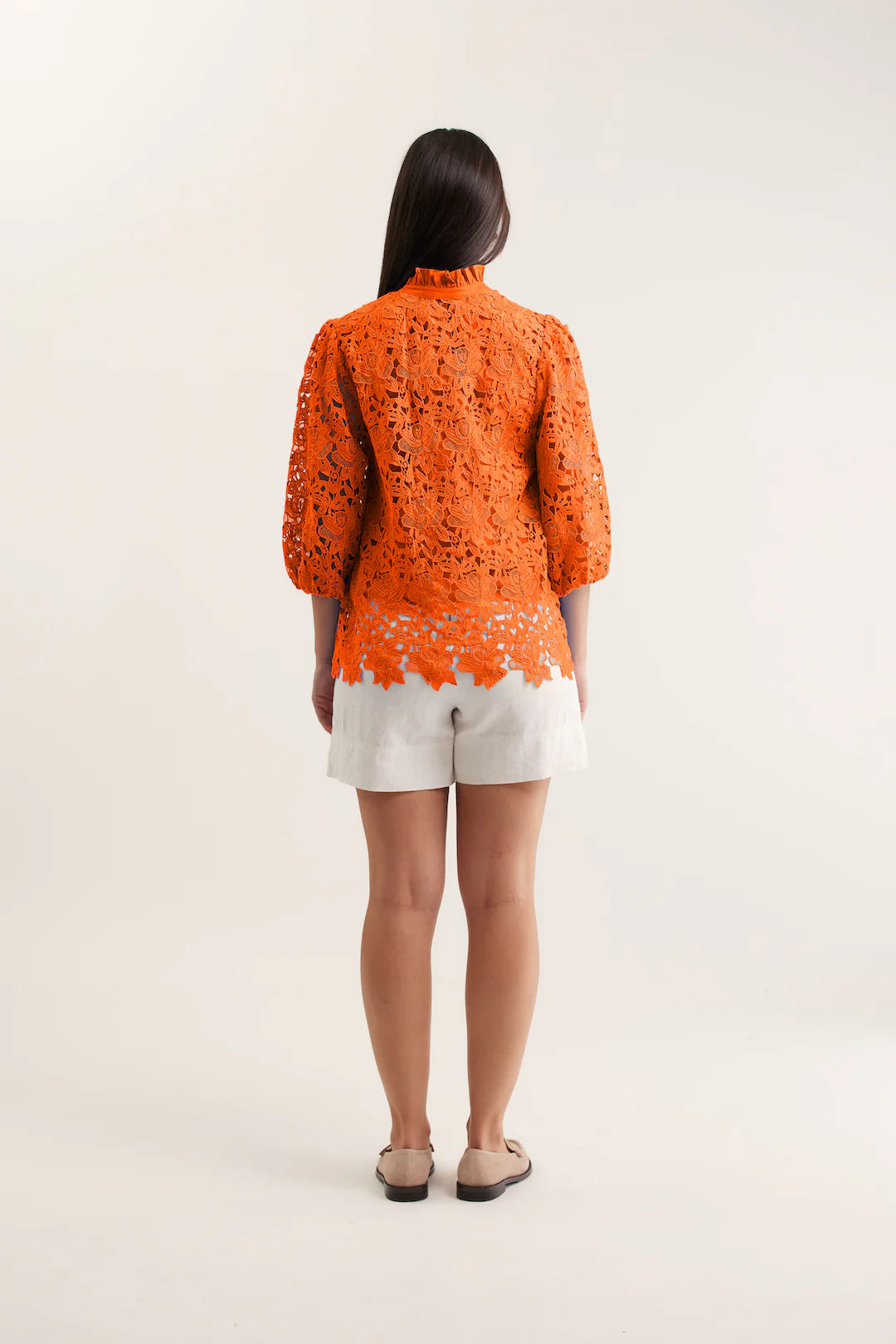 Lume Lace Shirt - Tangerine
