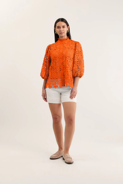 Lume Lace Shirt - Tangerine